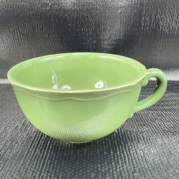 Pierre Deux Green Teacup Cup Mug Stoneware Ceramic Made In Portugal Vintage Cup - Picture 9 of 10